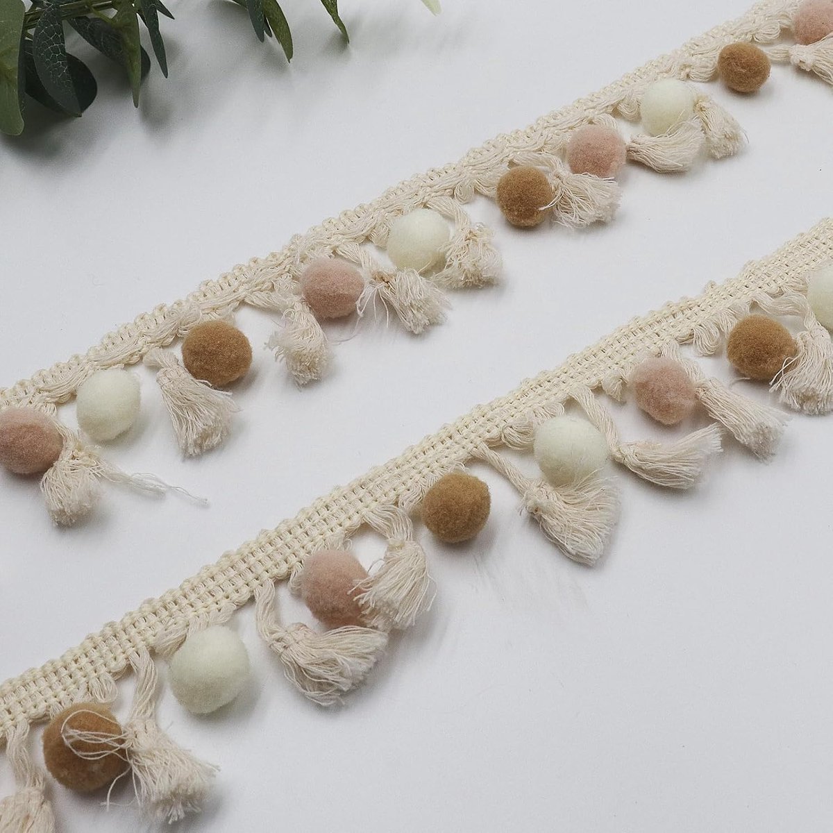 Pomponboord en linten voor het naaien, kwastboord, pomponband, pompon, fringen, lint, voor banken, stofdecoratie, naaien, knutselen, gordijnen, kleding (A#, 5M)