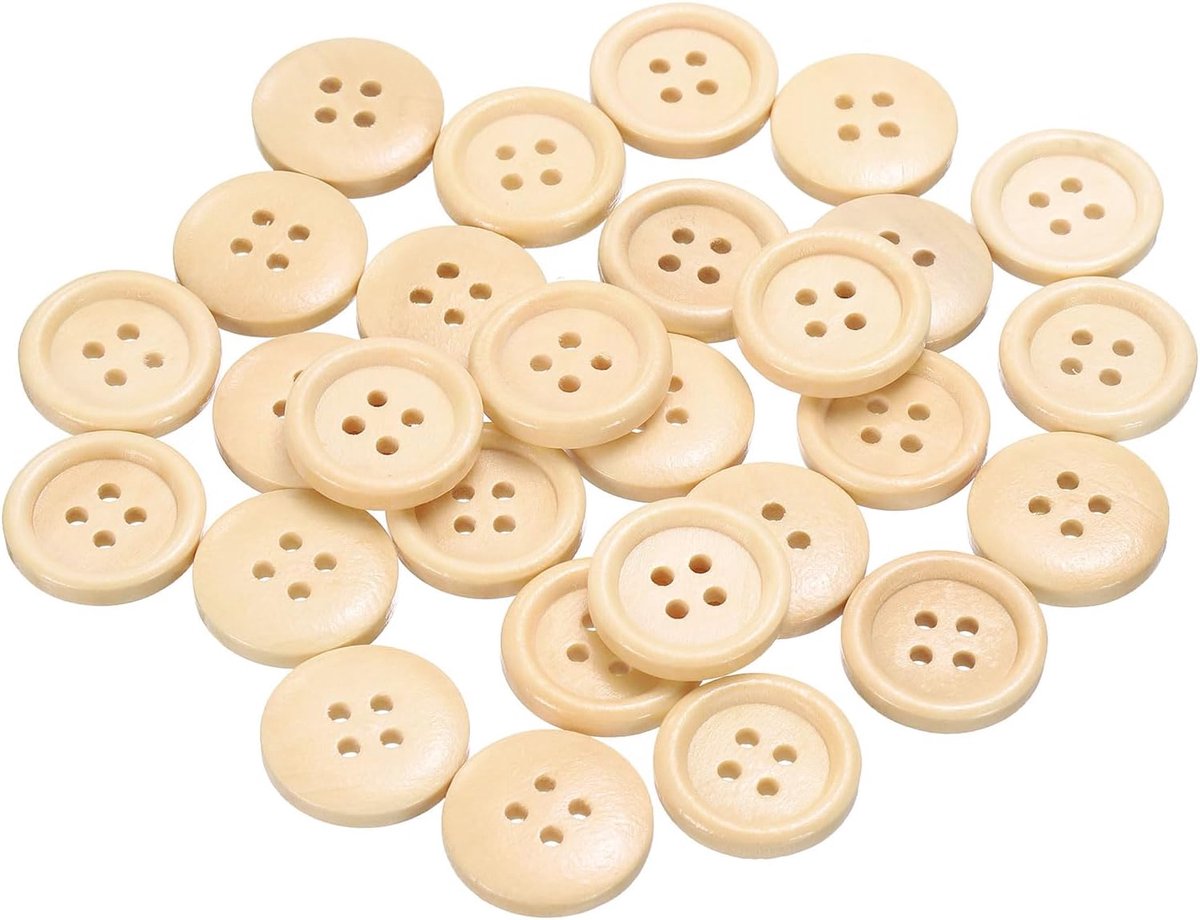Knopen 4/5" (20mm) 4 gaten ronde knopen van hout vervanging voor kleding DIY handwerk decoratie natuurlijk hout