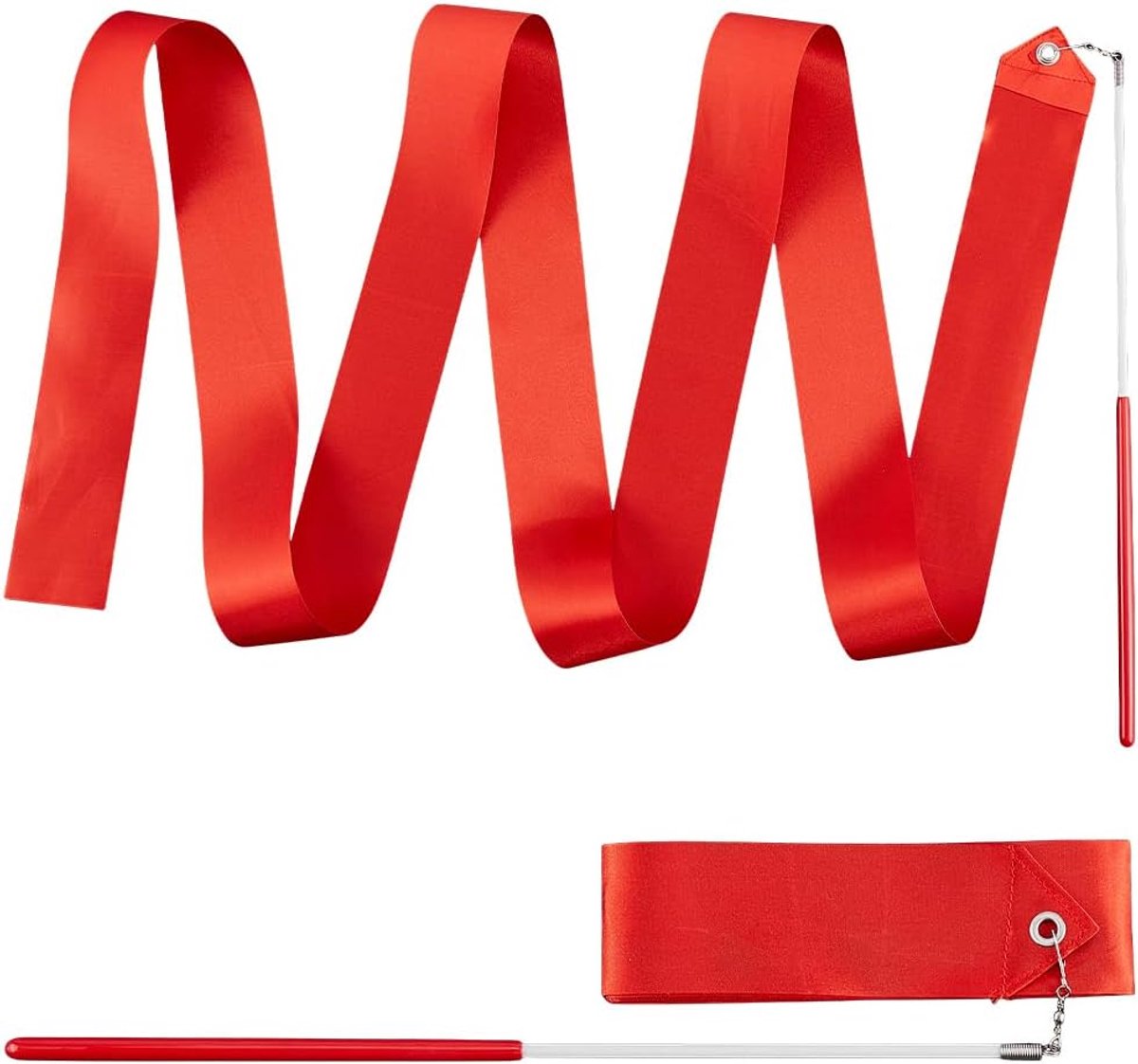 2 Pcs 2.04 m Dance Ribbons Gymnastics Ribbon Baton Nylon Rhythmic Twirling Wands on Sticks Training Ribbon for Pretend Play Dance Party Favors Artistic Dancing Talent Shows 80 Inch Red