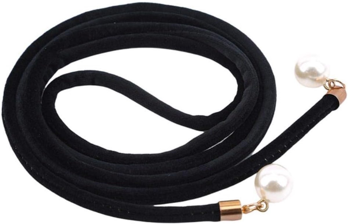 vrouwen kwast knoop riem Vintage parel taille touw omzoomd tailleband voor jurk vrouwelijke dunne srting vrouw zwart, zwart