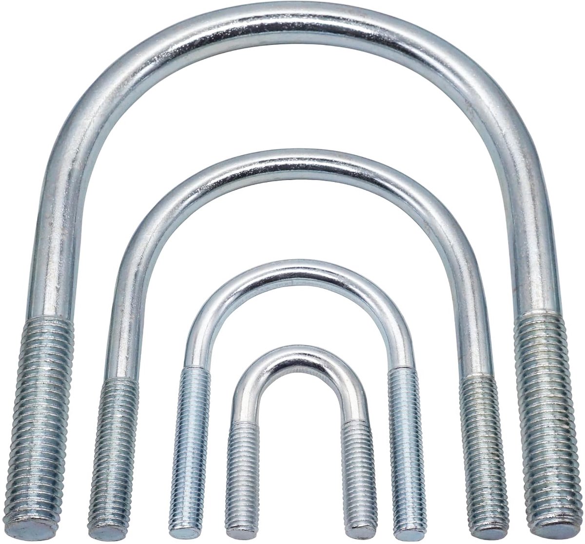 (1 stuk) verzinkte ronde U-bout M16 x 120 mm, bevestigingsmiddel voor pijpleidingen, M16 draad U-bout voor buizen