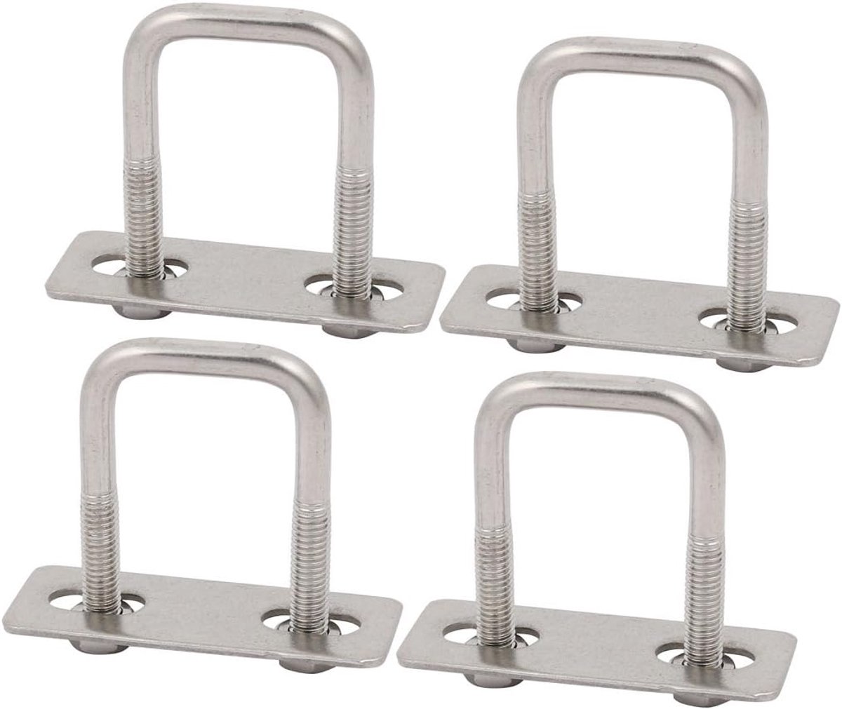 sourcingmap 4 stks M6 25mm Binnenbreedte 304 RVS Vierkant U Bout w Zeskant Noot Plaat