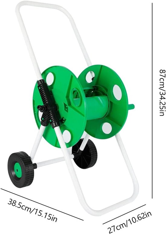 slanghaspel set tuinslang met 50 m slanghaspel 87 cm hoogte tuinslang water slangwagen verrijdbaar 1/2 inch slanghaspel waterslangwagen voor tuin, camping, balkon, groen — afbeelding 2