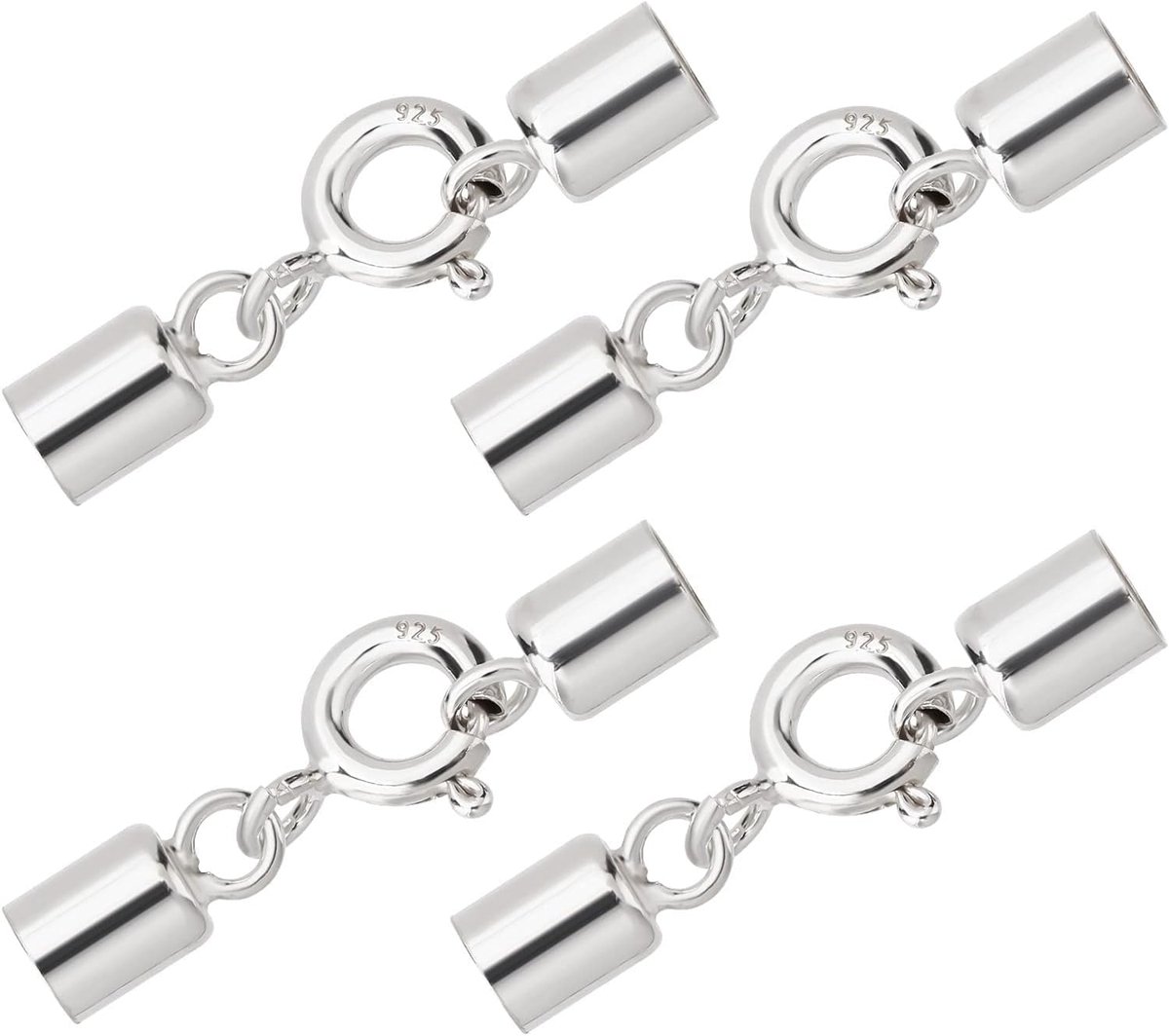 Veersluiting van 925 sterling zilver, karabijnsluiting, veerringen, sluitingen met koordeinde voor 2 mm armbanden, kettingen, sieradensluiting, karabijnhaak, kettingsluiting