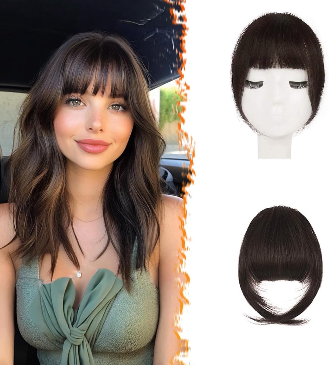 Clip in franje, 100% human hair extensions clip in Franse pony Nette pony met Tempels Clip op pony echt haar voor vrouwen natuurlijke kleur wasbaar/Dye-able