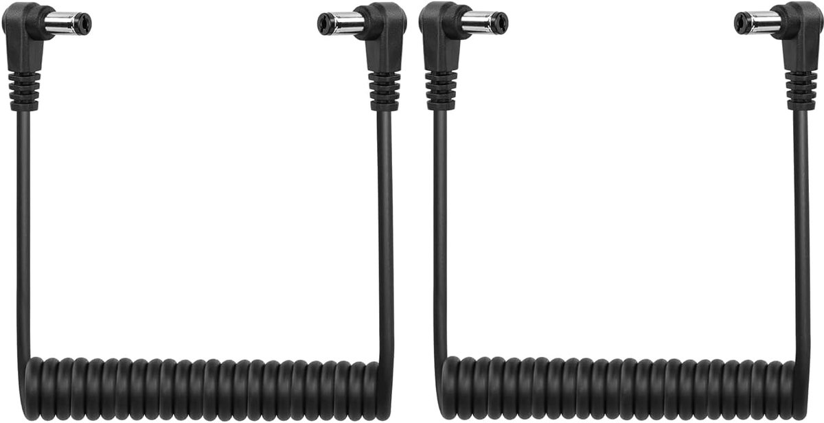 DC 5,5 mm x 2,1 mm 90 graden man naar stekker kabel DC5521 rechthoekig gewikkelde voeding verlengkabel voor CCTV-bewakingsbewakingscamera ledstrips enz. (2 stuks)