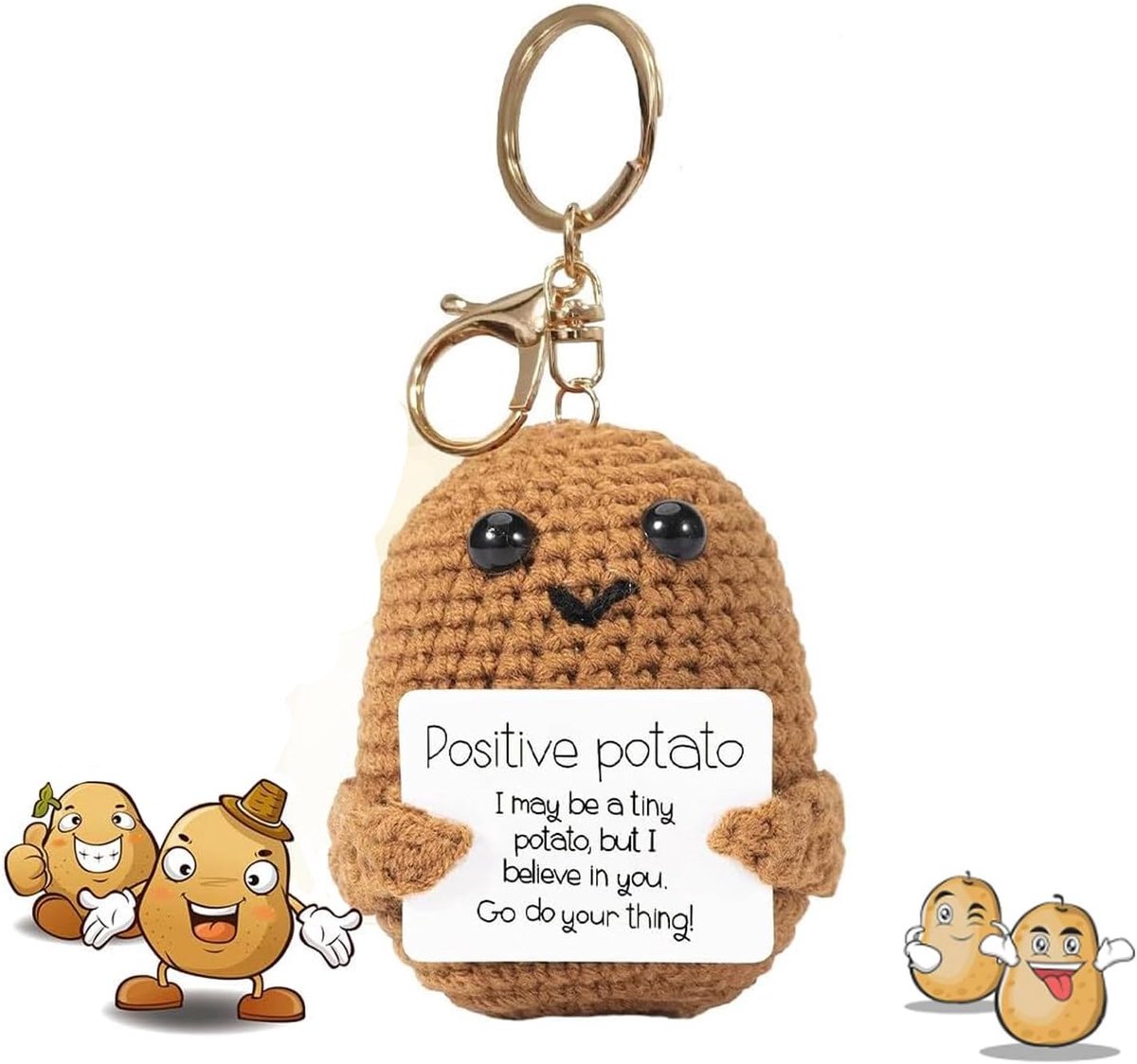 Hug Positieve Aardappel, Grappige Positieve Aardappelzak, Breiwol, Aardappelpop, Positieve Potato sleutelhanger, voor beste vriendin, grappig cadeau voor familie, vriend, patiënt
