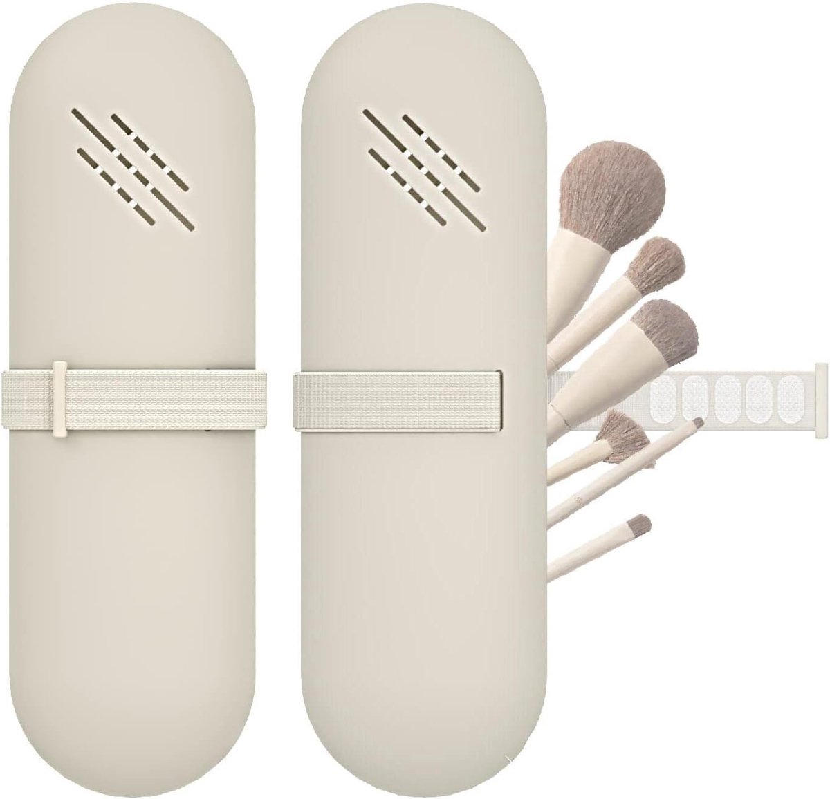 make-upkwastenhouder, kwasten, cosmeticatas, draagbaar, voor op reis, make-upkwasten, organizer, trendy en draagbare cosmetica-borstelhouder, opbergdoos, make-uptas (wit)