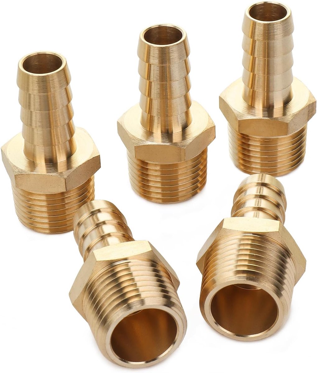 fittingen aansluiting buitendraad BSPT slang 1/2" BSPT x 1/2" 5 Stück