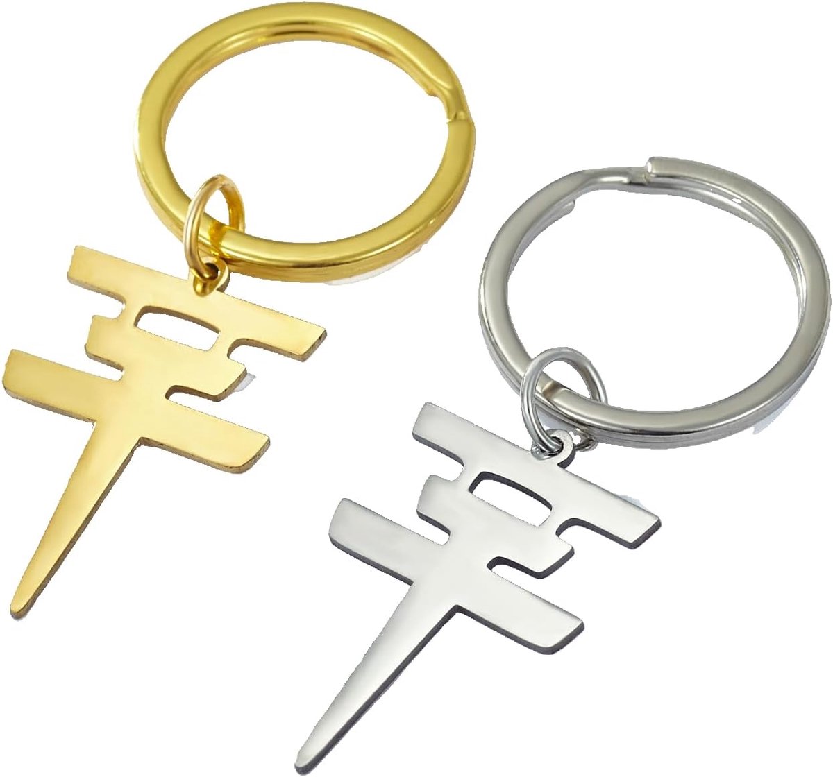 2 Tokyo Sleutelhangers, Roestvrij Staal Goud+staal, Rock Band Muziek Metalen Figuur, 6.2*2cm/2.44*0.78in