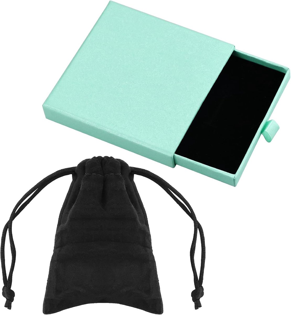 Sieraden Geschenkdoos met Flanellen Zak, 9x9x1.8cm Kleine Sieraden Doos Ketting Armband Oorbel Kraft Organizer Box Draagbare Vierkante Deksel Hangende Opbergdoos Kleine Geschenkdoos voor Cadeau