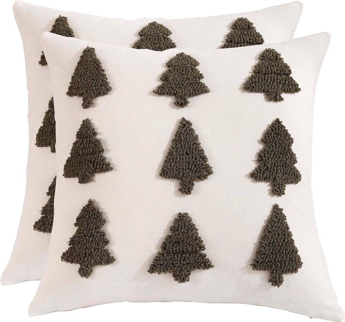 Kussenslopen, meerdere donkergroene kerstboomkussenhoezen 45 x 45 cm, set van 2 kerstfeestdecoraties, wintervakantie, zachte kussensloop voor bank, bed, woonkamer