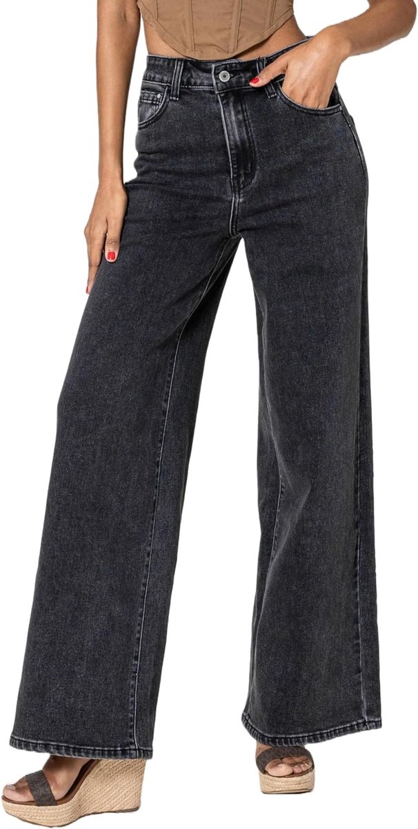 Jeans Wide-Leg Flared Stretch Jeans Broek Used Look