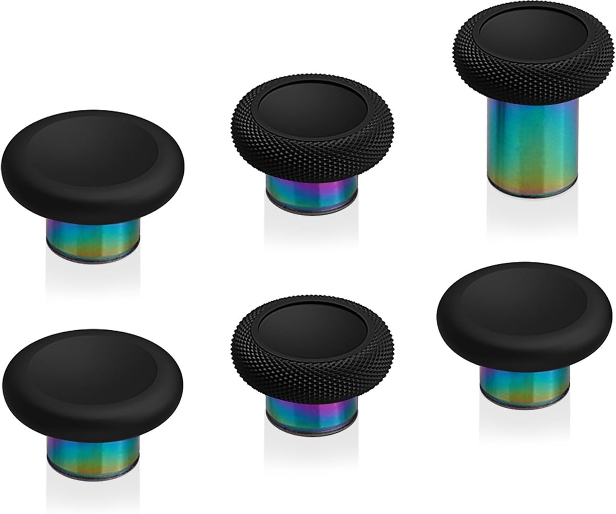 eXtremeRate 13 in 1 Thumsticks Peddels D-pad Kit voor Xbox Elite Series 2 Controller, Metaal Thumbsticks/D-Pad/Paddles voor Xbox Elite Series 2 Core Controller - Regenboog Aura Blauw & Paars