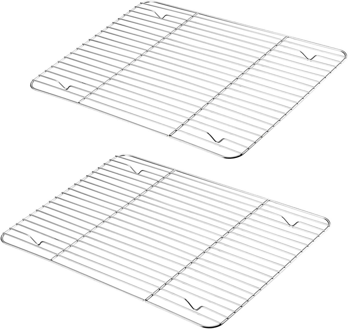 Koelrooster 2-delig, 100% roestvrij staal Dik koekrooster Uitkoelrooster Bakrooster Rechthoekig om te bakken, braden, koelen, grillen - 29,5 x 23 x 2 cm, gezond en duurzaam, vaatwasbestendig