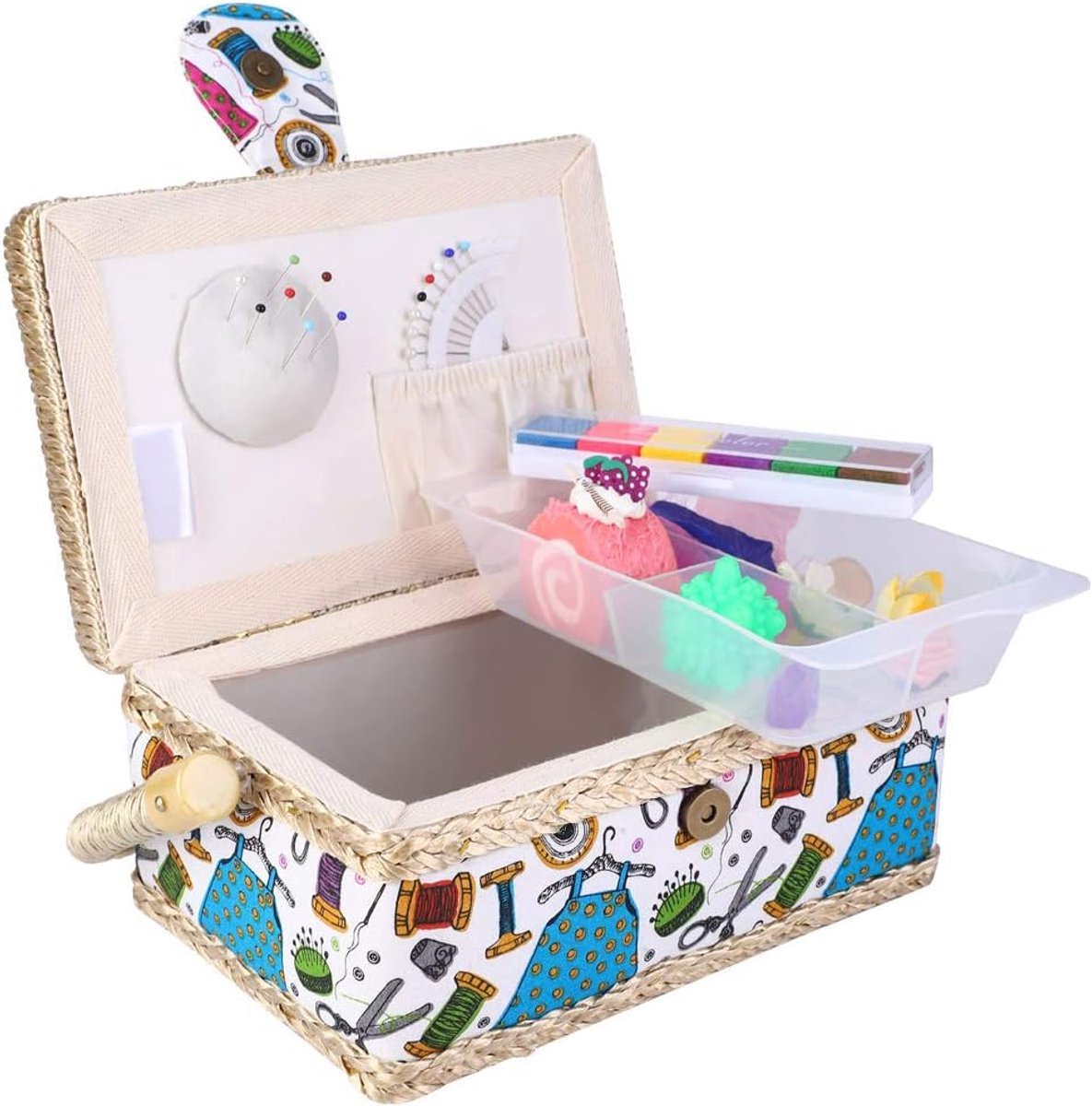 naaimand voor kinderen Naaiset Mand, naaimand voor meisjes Naaimand met accessoires, voor draden Knopen Scharen Naalden