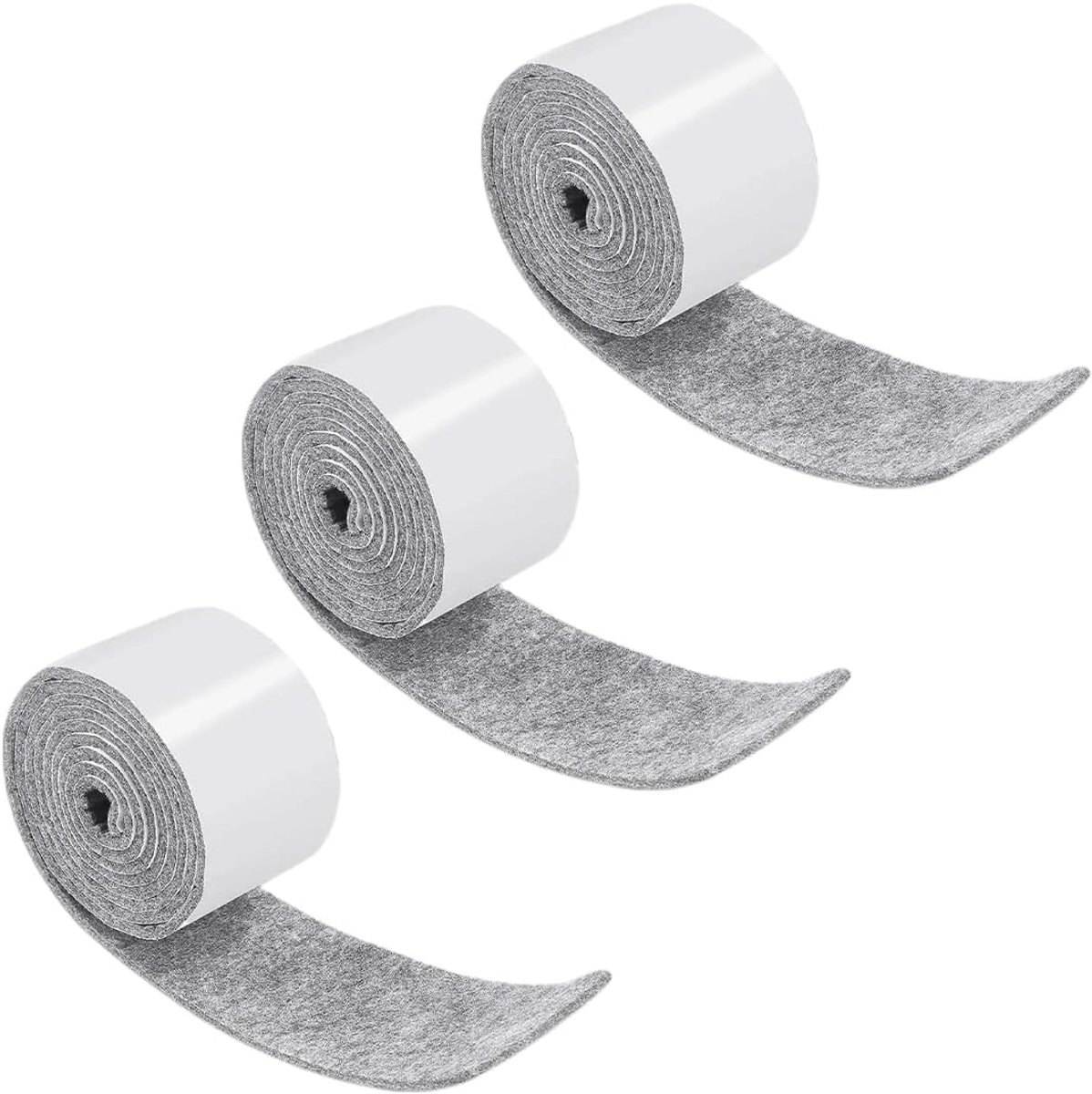 3 rollen vilt, zelfklevend, beschermt je meubels en houten vloeren, vrij op maat gesneden, anti-draph-viltstickers, 100 x 2 cm, grijs