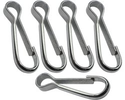 - Set van 5 karabijnhaken voor enkele karabijnhaken Ø5,6x30mm - haak/ring voor kabel/touw - snelkoppeling - roestvrij staal A2 - C49910