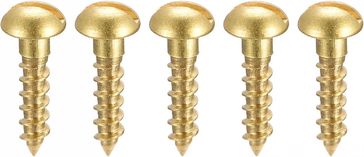 Houtschroeven M3 x 12 mm sleuf ronde kop messing plaatschroef