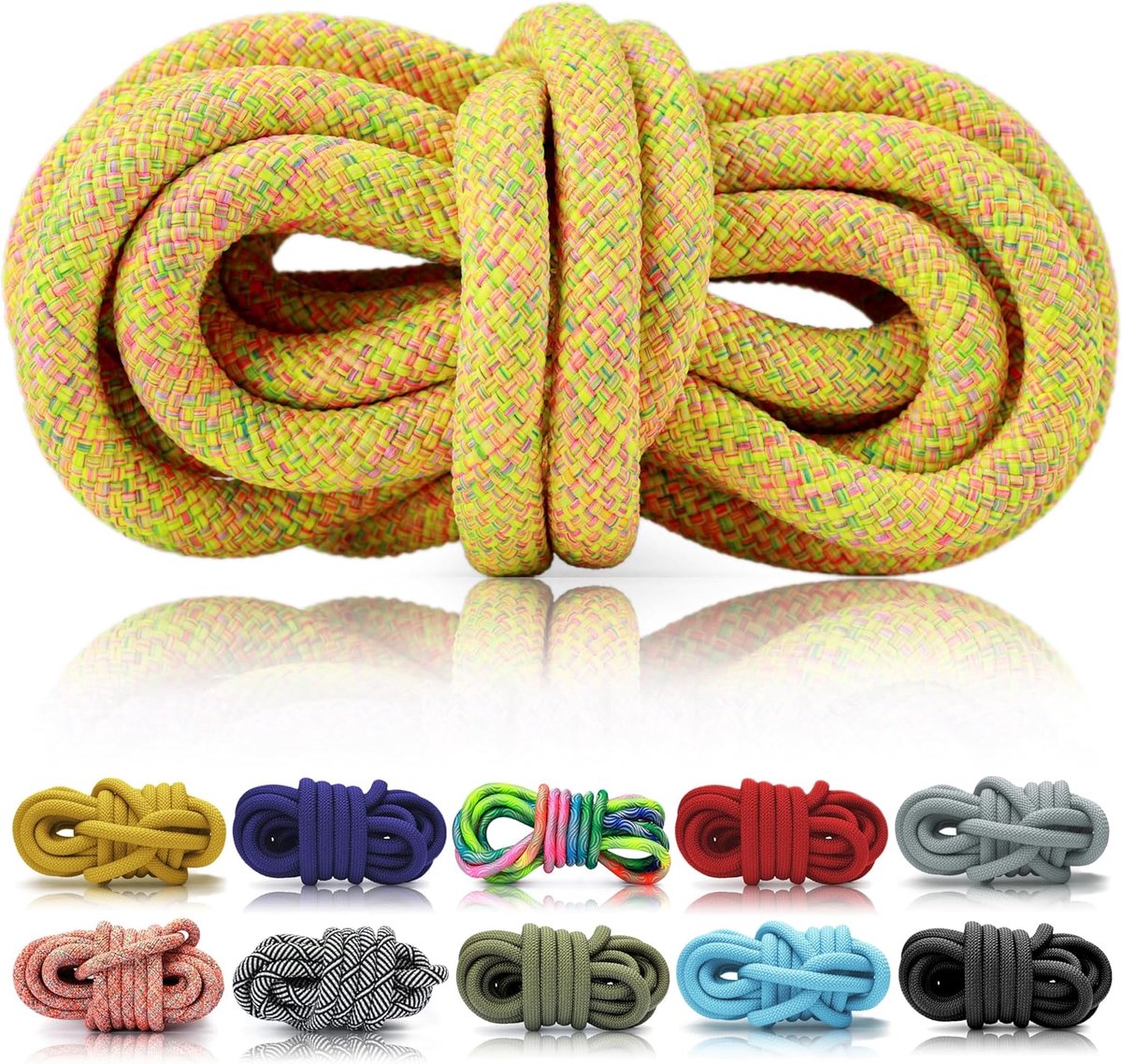 PPM tauwerk 5 m uit één stuk, 10 mm gevlochten polypropyleen multifilem touw, kleur Lion/paardenbloem, lichtgewicht 205 g, voor hondenriem en halsband DIY, takelwerk, knopen, vlechten