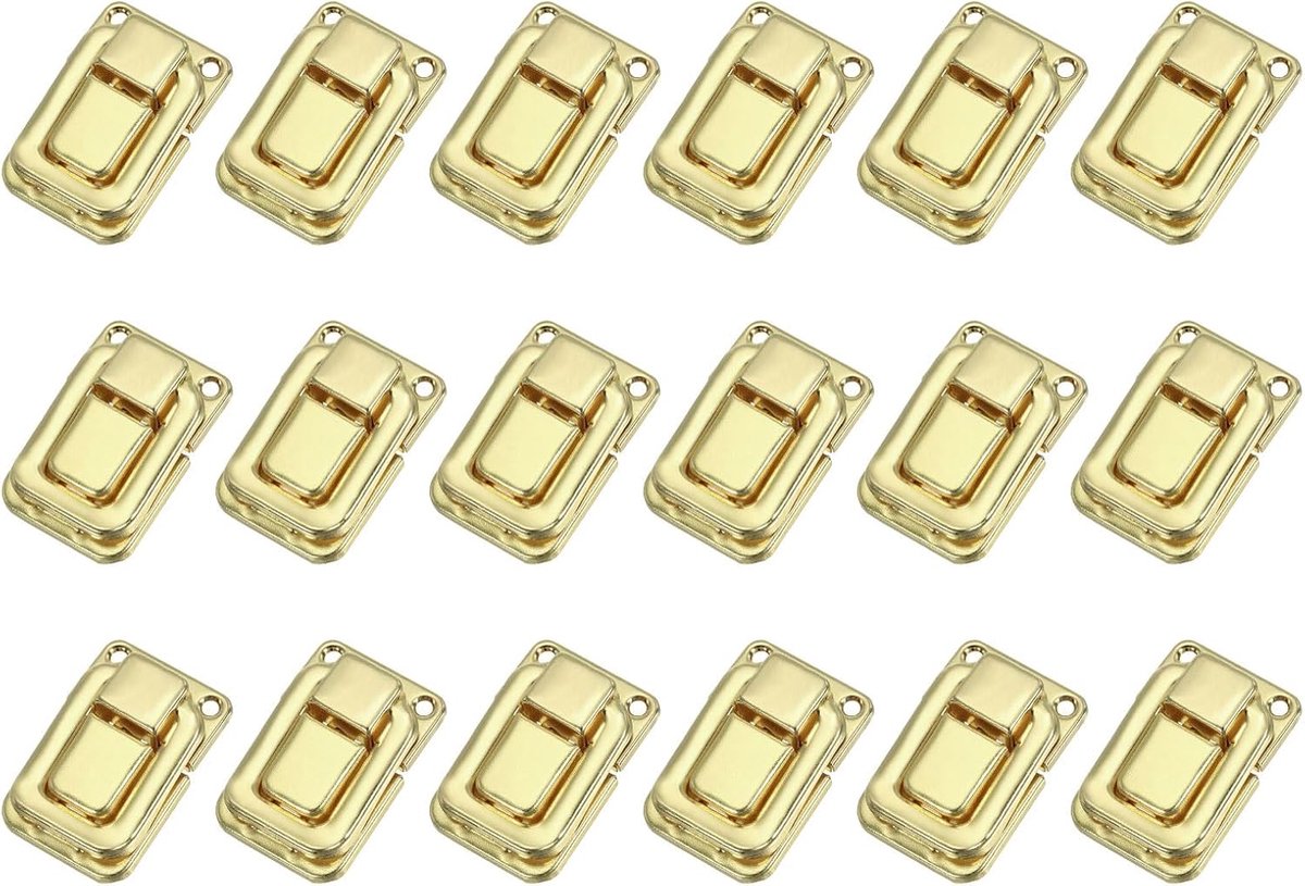 Toggle Catch Lock 3,8 cm x 2,5 cm, 18 stuks metalen gesp Hasp Lock Latch Sluiting voor Sieradendoos Houten Kast Decoratie, Licht Goud