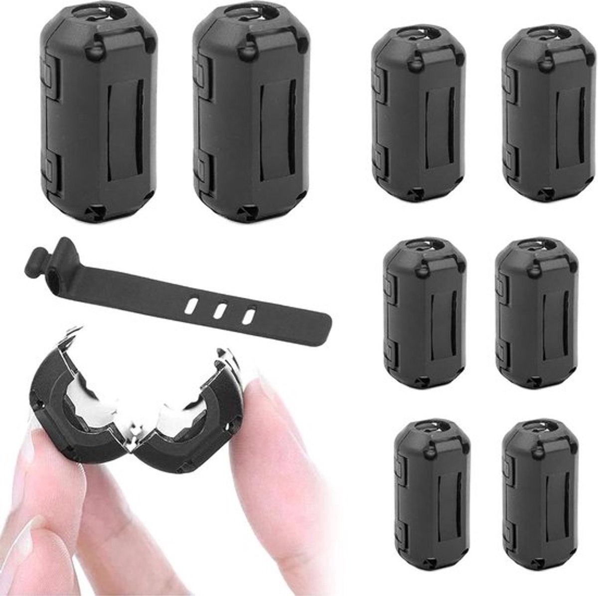 Ferrietclip en Ferrietring voor Audio- en Videokabels, Antiparasitaire Ring, 8 Stuks voor Betrouwbare Signaaloverdracht