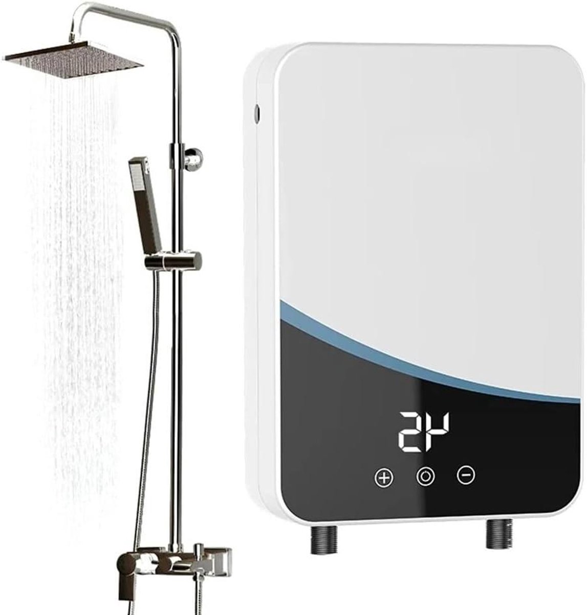Elektrische Doorstroomboiler - Warmwaterboiler Direct - Direct Warm Water - LED Temperatuurweergave - 5500 Watt - Wit