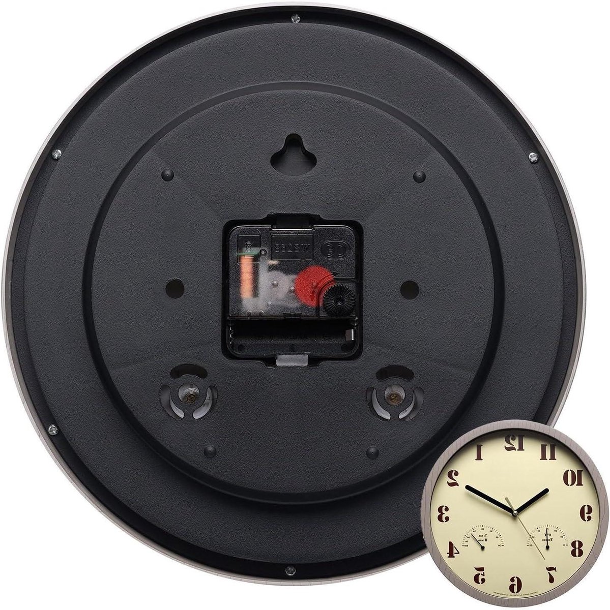 Buitenklok Waterdicht - Stille Wandklok - Terras Decoratie - Niet-tikkend Uurwerk - 25.7 cm Breed - Bruin