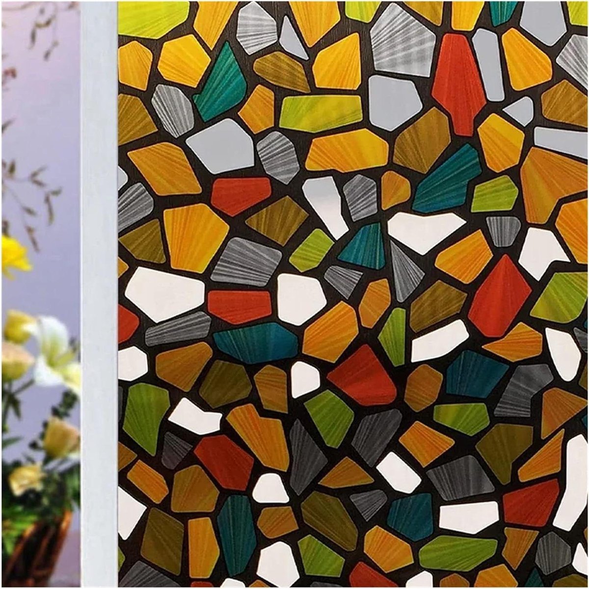 Raamfolie - Privacyfolie Glasfolie - Inkijk Beschermen - Bloemen Design - 45x500 cm - Kleur 14