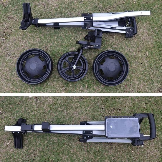 Golfkar - Golftrolley 3 wielen - Golfen op de baan - Lichtgewicht aluminium frame - 3.3kg - Zilver — afbeelding 4
