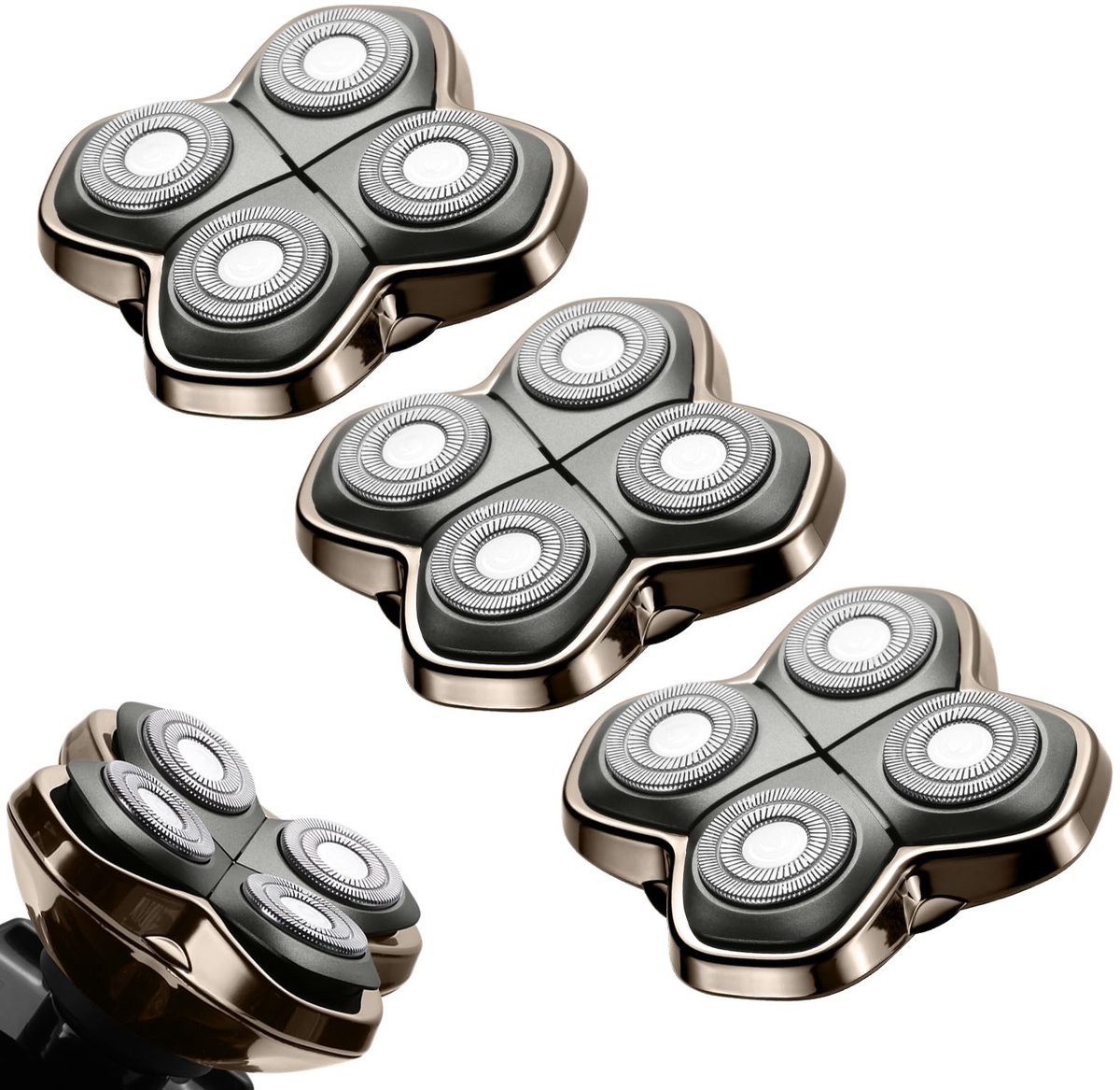 SnelShoppen - Pro 4 Vervangende Scheerhoofden voor Hoofdscheerapparaten - Geschikt voor Gold, Silver, Platinum en Butterfly Kiss - 3 Stuks