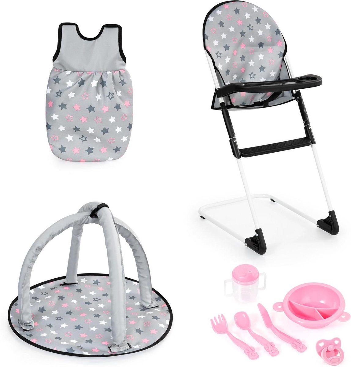 Poppenstoel Speelset - Poppenaccessoires Poppenhuis Meubels - Kinderspel - Inclusief Slaapzak - 27 x 40 x 66 cm