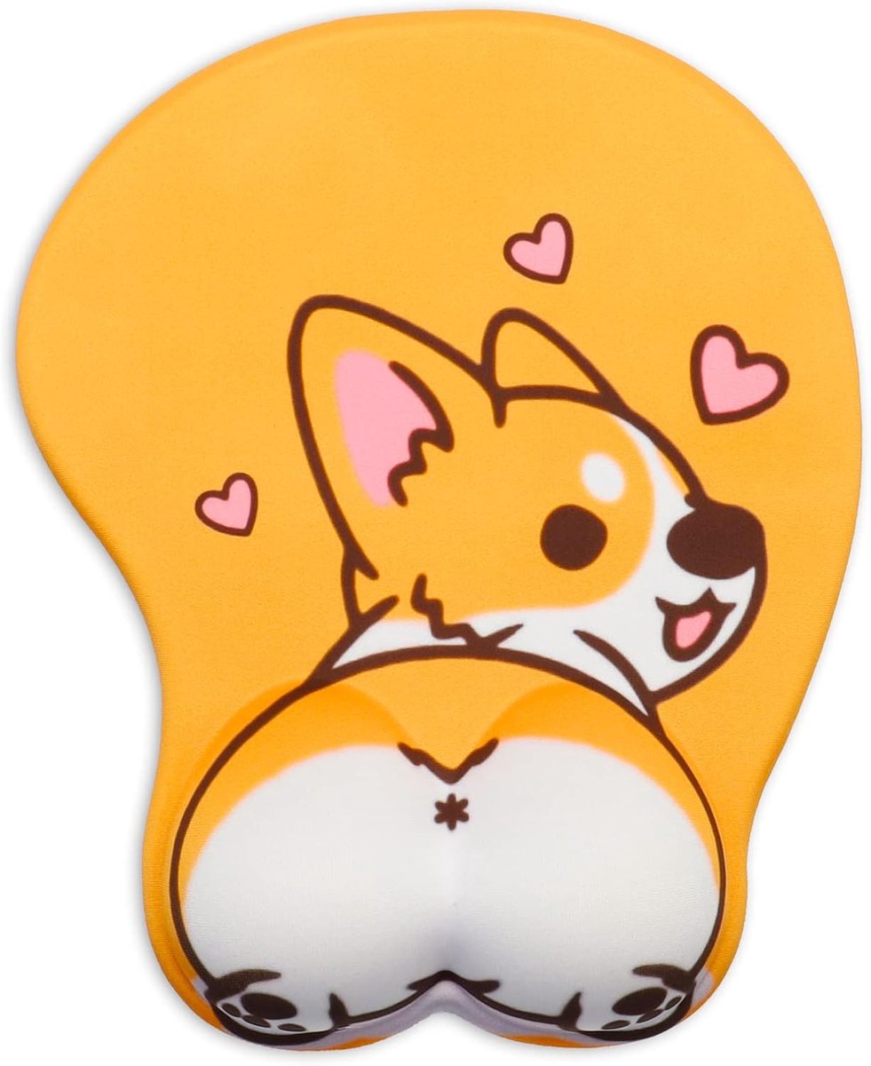 SnelShoppen - Ergonomische 3D Muismat met Gelkussen en Handsteun voor Comfortabel Werken - Corgi Hond Design - Perfect voor Thuis en Kantoor