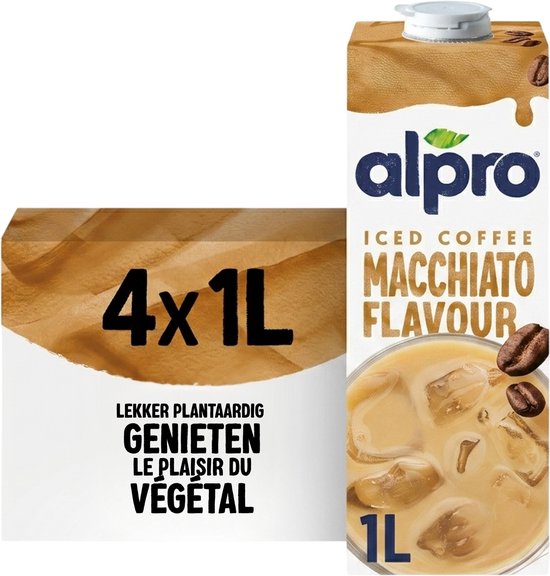 Alpro Sojadrink Macchiato - Plantaardige Sojadrink met Koffiesmaak - Lactosevrij & Glutenvrij - 4 x 1L