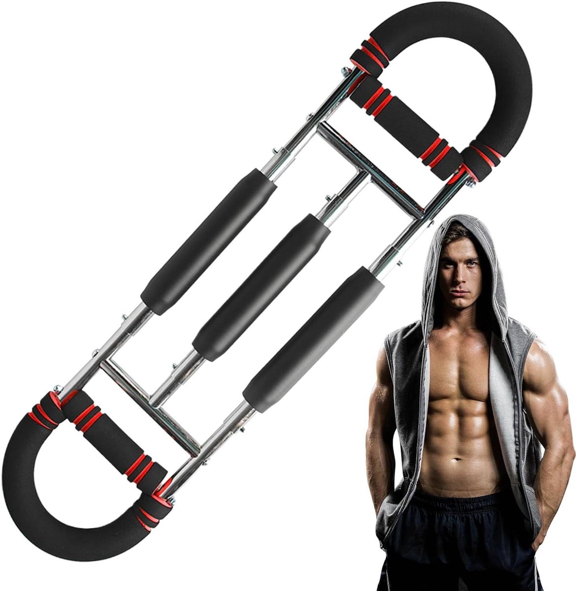 Arm Trainer - Borstkracht Apparatuur - Fitness Kracht Training - Instelbare Weerstand - 20-100 KG - Rood