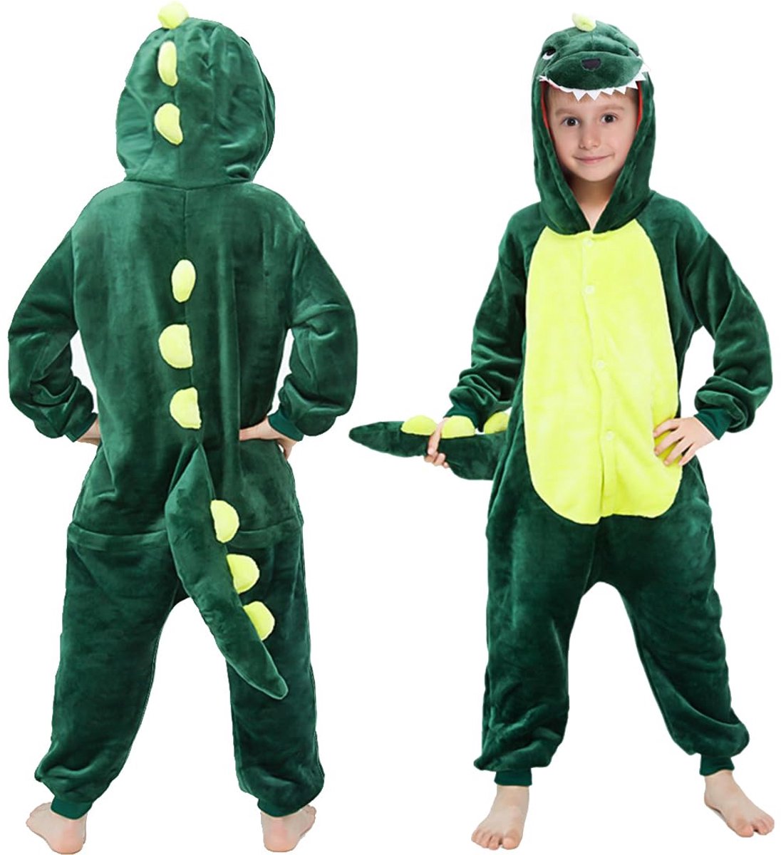 SnelShoppen - Augesak Dinosauruskostuum voor Kinderen, Dinosaurus Jumpsuit, Fancy Dress voor Feest, Halloween, Maat 2-7 Jaar, Groen