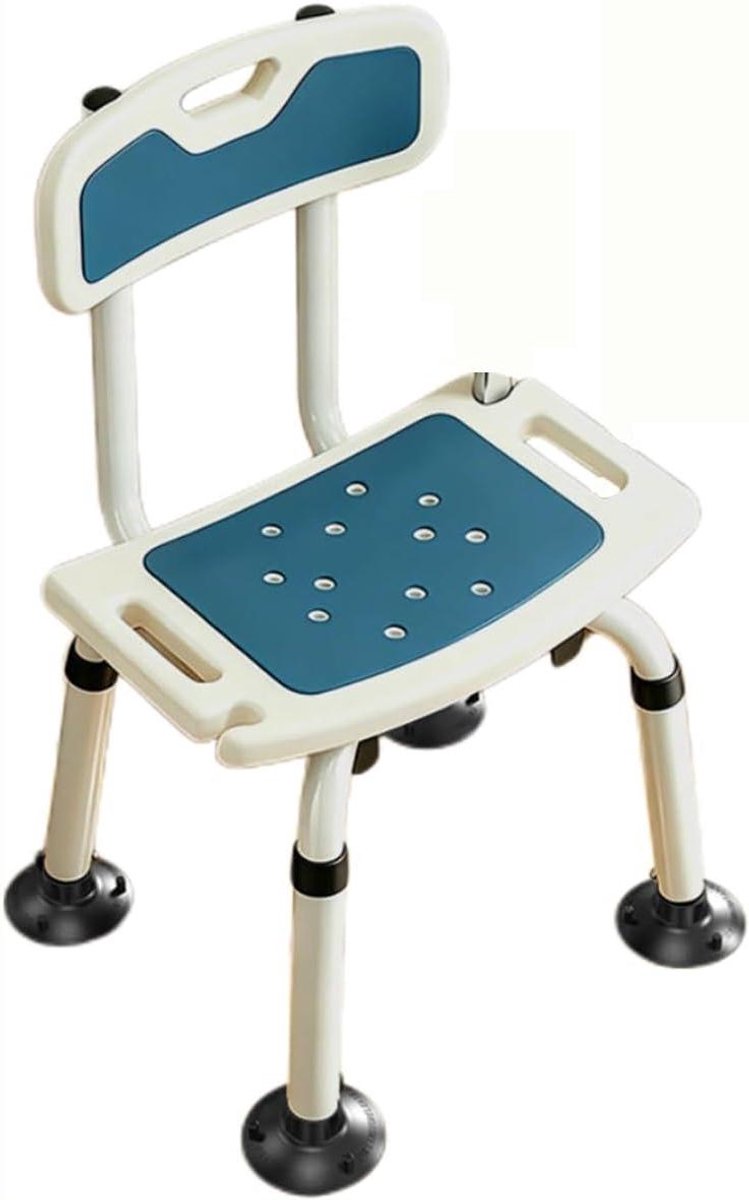 Douchestoel - Badkruk Zonder Rugleuning - Veilig Douchen - In Hoogte Verstelbaar - 51x47x88cm - Wit