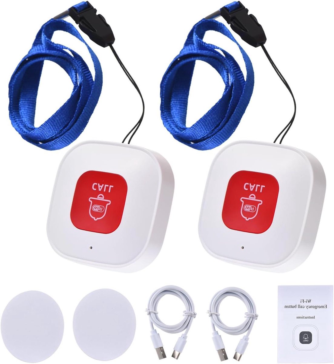 Noodknop WiFi Pager - Ouderen Alarm Zorg - Veiligheid Thuis - App Meldingen - 50x50x16mm - Wit