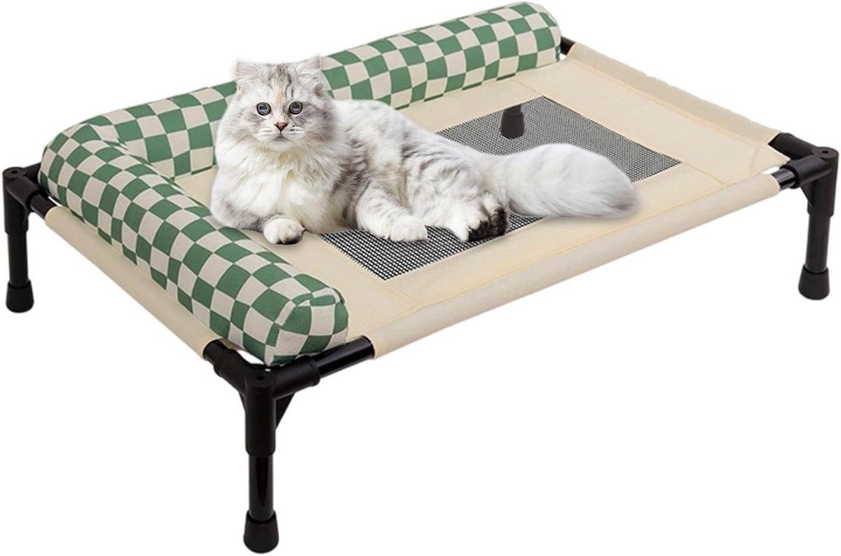 Verhoogd Hondenbed - Hondenmand Buiten - Huisdier Rust - Ademend Ontwerp - 62 x 18 x 18 cm - Middelgrijs