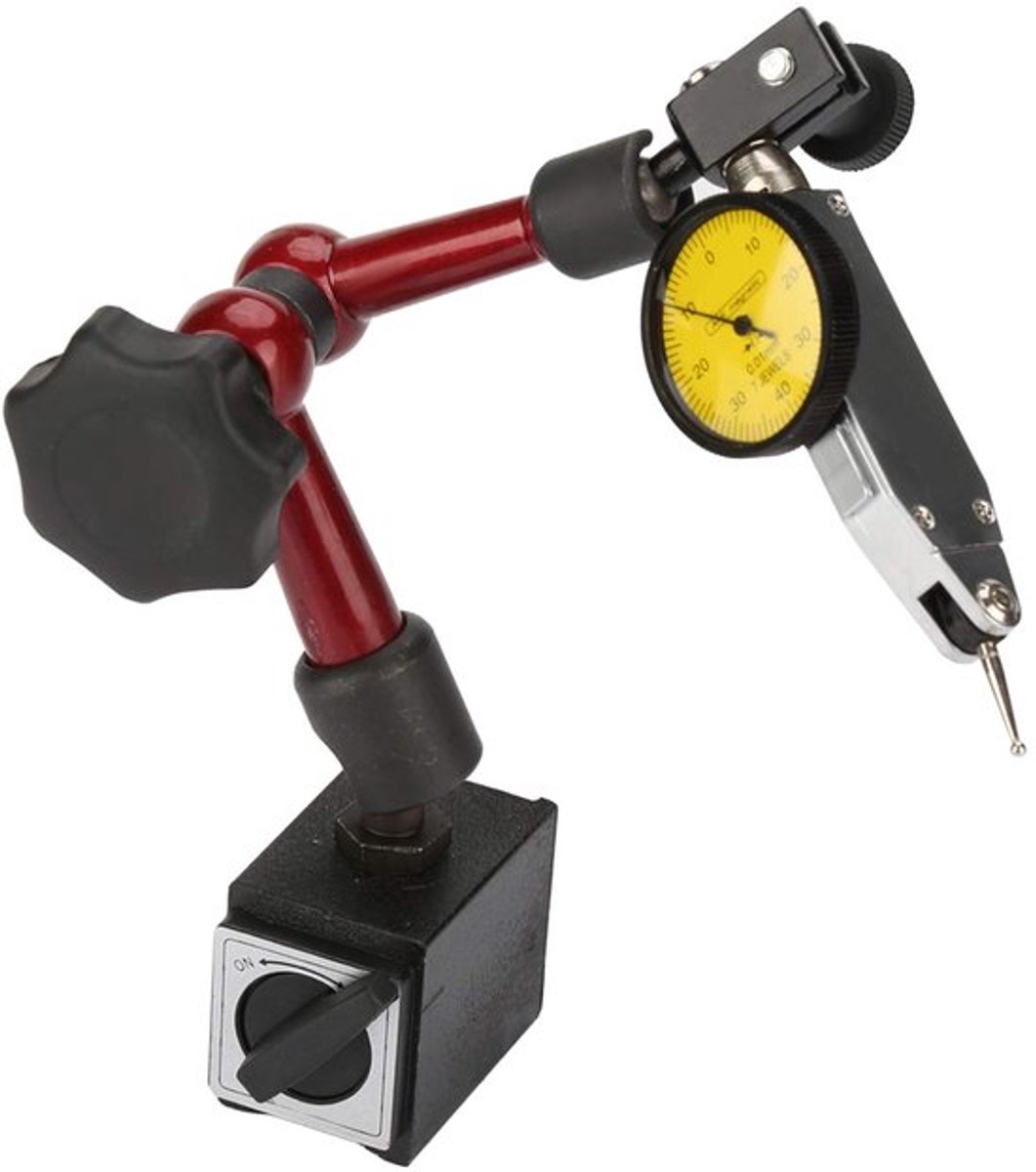 Basismicrometer Centesimale Comparator - Gelede Magnetische Voeler - Ondersteuning voor Flexibele Meter - Standaard Basisaccessoires - Universele Tafelvoet - Schokbestendig Laboratoriumgereedschap - Meetinstrument