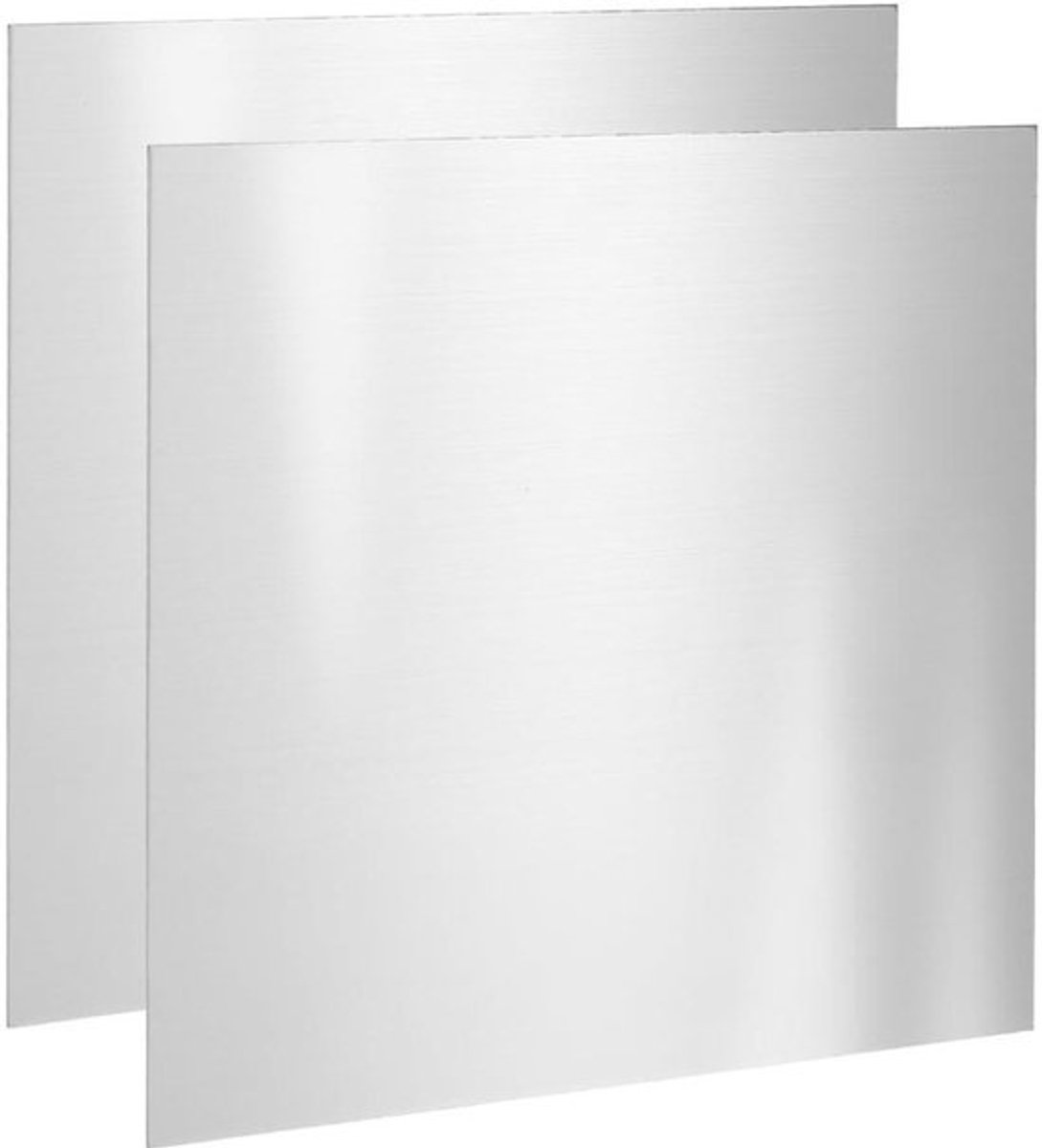 Geborsteld roestvrij staal platen, set van 2, vierkant, 19 x 18 x 2 cm - voor mechanisch snijden, ingenieur, huisdecoratie
