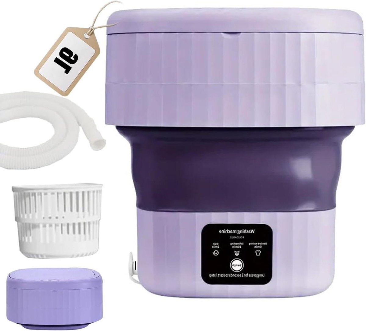 Draagbare Wasmachine Mini Wasmachine Camping Babykleding Wassen Opvouwbaar Ontwerp 9L Capaciteit Wit