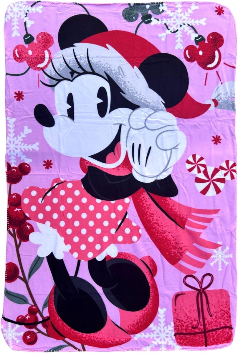 Kinderdeken - Fleecedeken Plaid - Knuffelen Bank - Zacht Polyester - 100 x 150 cm - Minnie Kerstmis