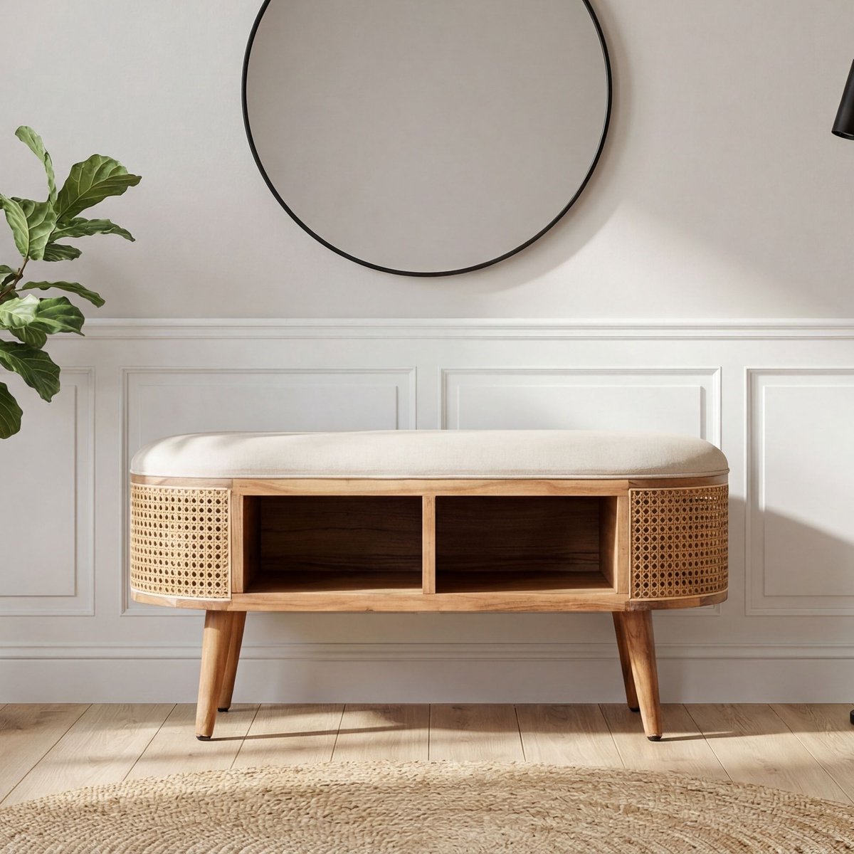 Poef vlechtwerk 90 cm retro - WL7.439