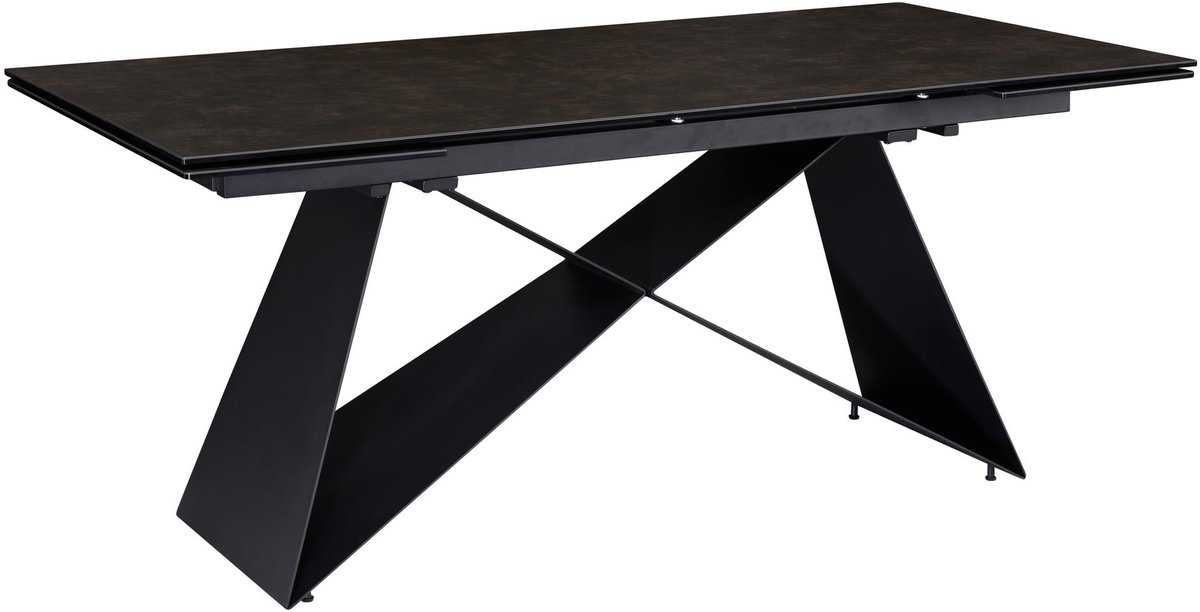 Eettafel zwart keramiek uitschuifbaar 180 cm Zwart