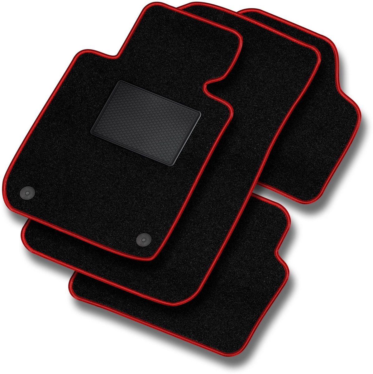 SnelShoppen - Velours Vloermatten Auto Ford Fiesta V 2002-2005 - Rood - 4 Klittenbandsluitingen - Basic Vloermatten voor Verhoogd Rijcomfort
