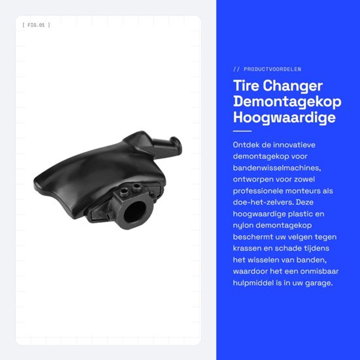 Bandenwisselaar Zwart - Montagekop - Kunststof/Nylon - Demontagekop - Beugel - Schokbestendig