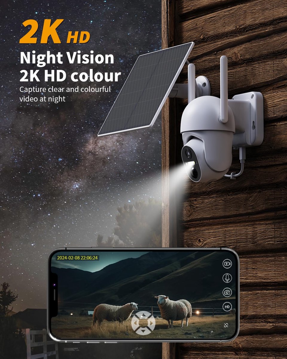 SnelShoppen - 4G LTE Bewakingscamera Buiten - Accu met Simkaart en 32GB Kaart - 2K Draadloze PTZ IP-Camera op Zonne-energie - Kleur Nachtzicht - 355°/