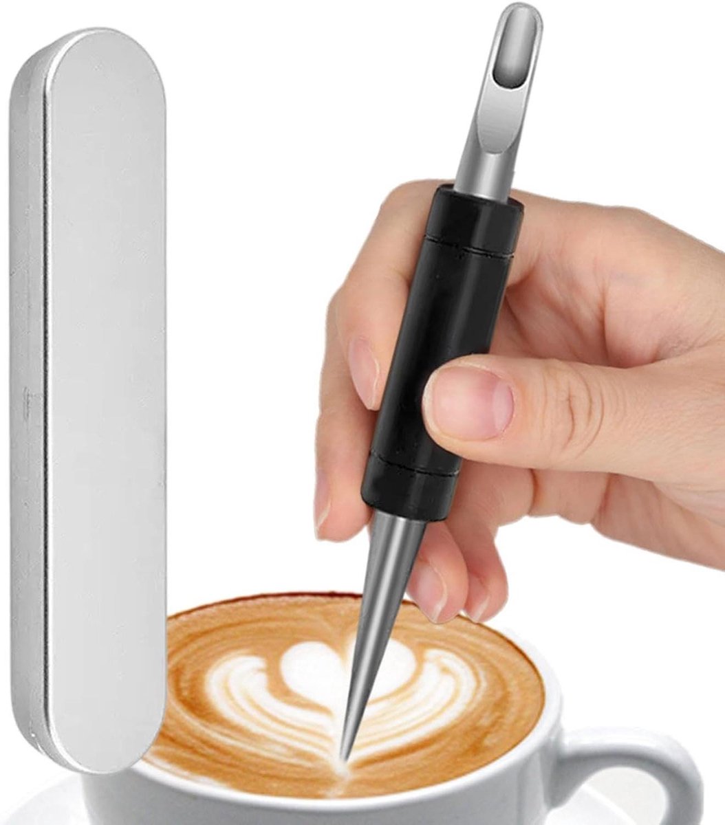 Latte Art Pen - Barista Gereedschap - Koffie Decoratie - Ergonomisch Houten Handvat - 14.7 cm - Niet gespecificeerd