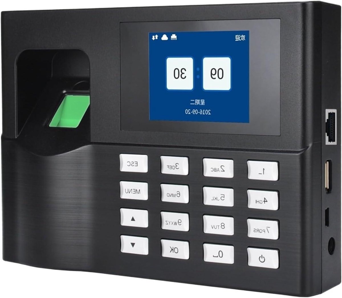 Tijdregistratiesysteem Vingerafdruk - Werknemer Klok - Kantoor Beheer - Zeer Nauwkeurige Scanner - 165x118x29 mm - Zwart